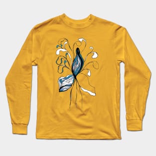 Abstract flower in blue colors Long Sleeve T-Shirt